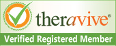 A green and white logo for theravine