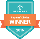 A badge that says patients ' choice winner 2 0 1 6.